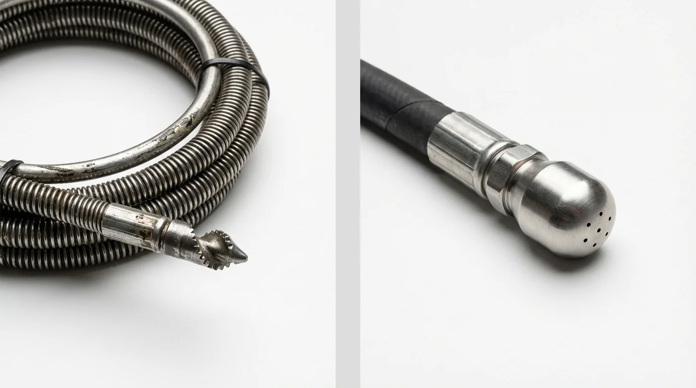 Drain snake cable and hydro jetting nozzle used for drain cleaning in Springfield, KY